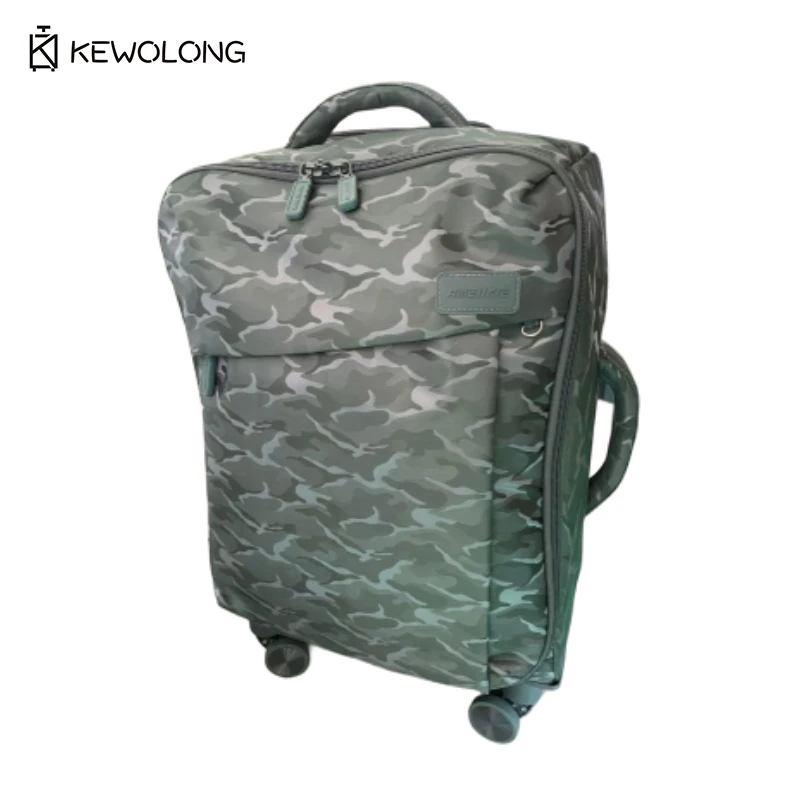 

Lightweight Rolling Suitcase Luggage with Wide Handle, Large Capacity, Silent Spinner Wheels, Camouflage Pattern Oxford Fabric