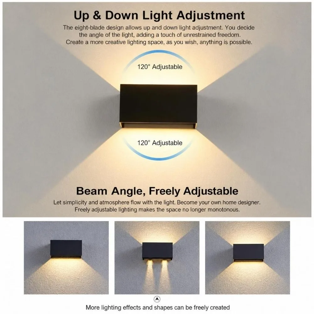 Minimalist IP65 Waterproof LED Wall Light AC 100-265V 24W Wall Lamp 3000K Warm Light Black Wall Light Garden