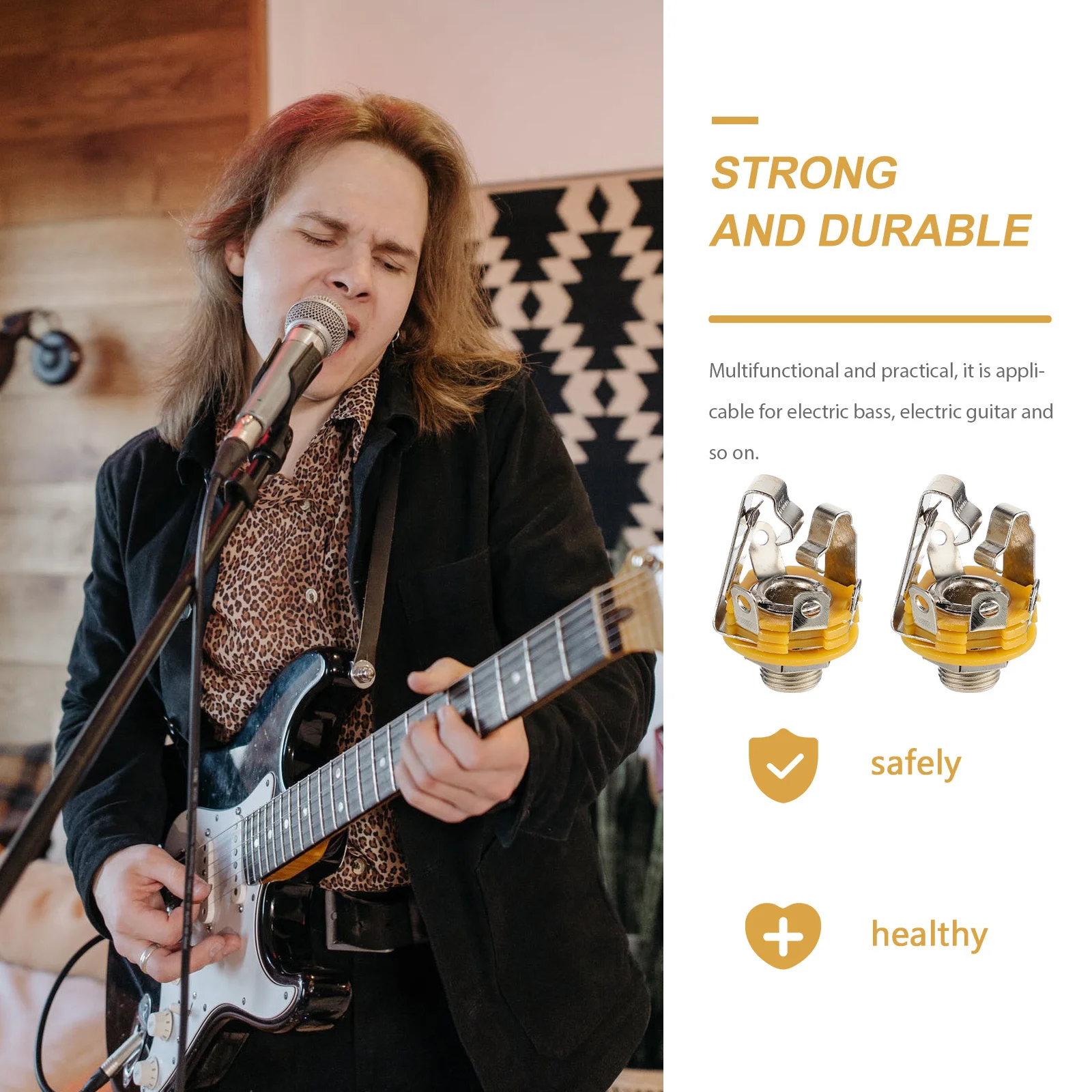 

6Pcs 6.35mm Guitar Jack Socket Electric Bass Stereo Input Audio Metal Jack for Demanding Sound Applications Audio Metal Socket