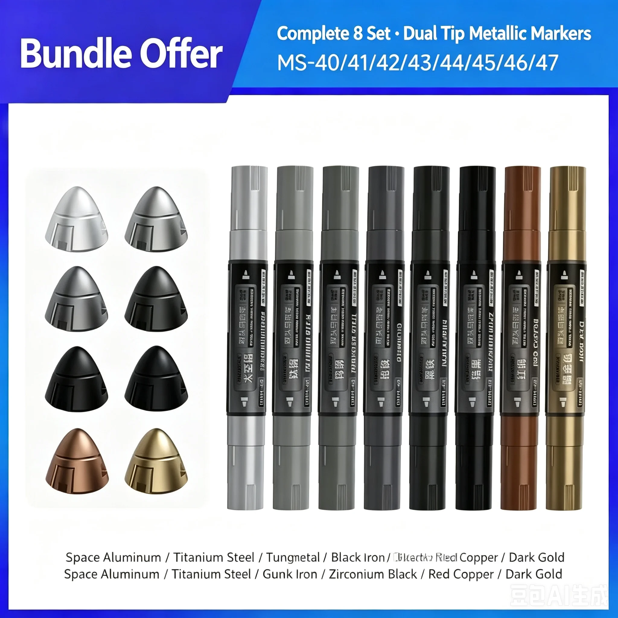 Stedi Electroplated Color Marker Water Based Dual Tips Markers for GK Model Coloring Tool Nylon Paint Coloring Pens