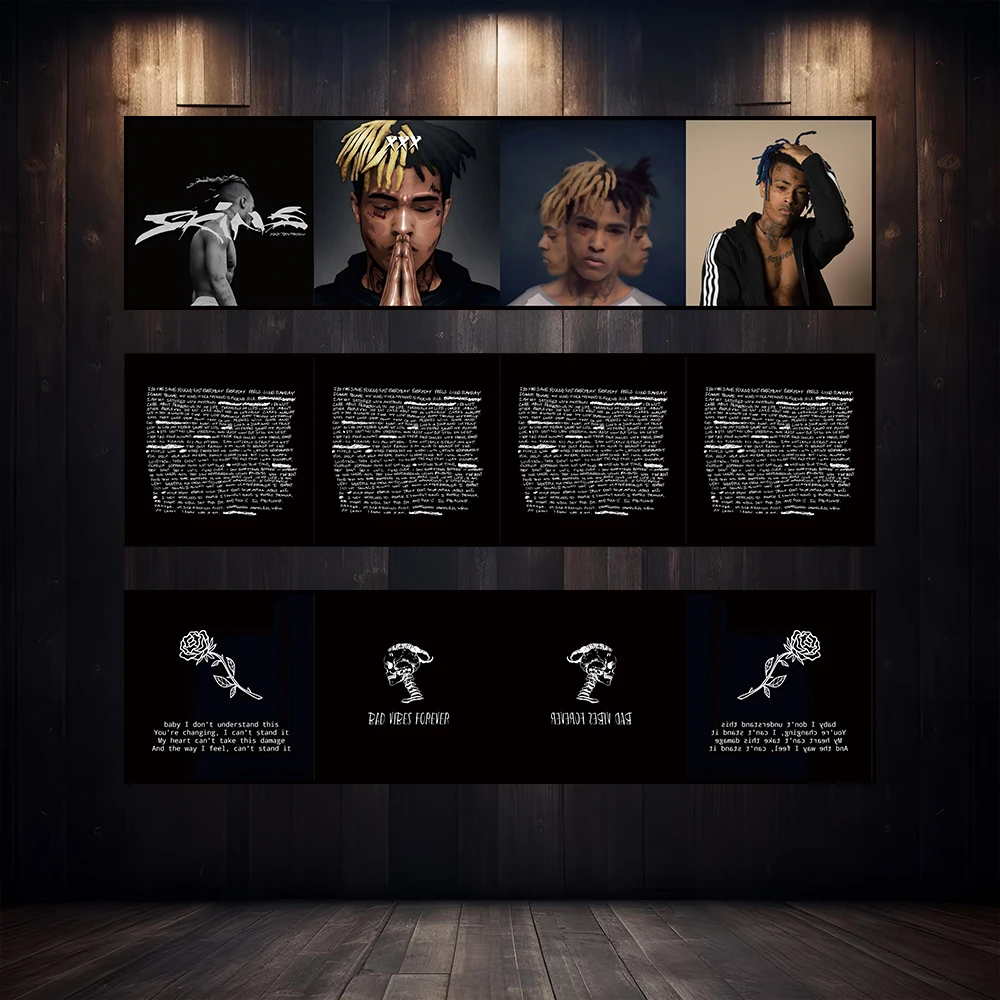 60X240cm X-XXXTentacion Rap Hip Hop Album Photo Banner Polyester Print Garage Wall Art Outdoor Decoration Advertisement