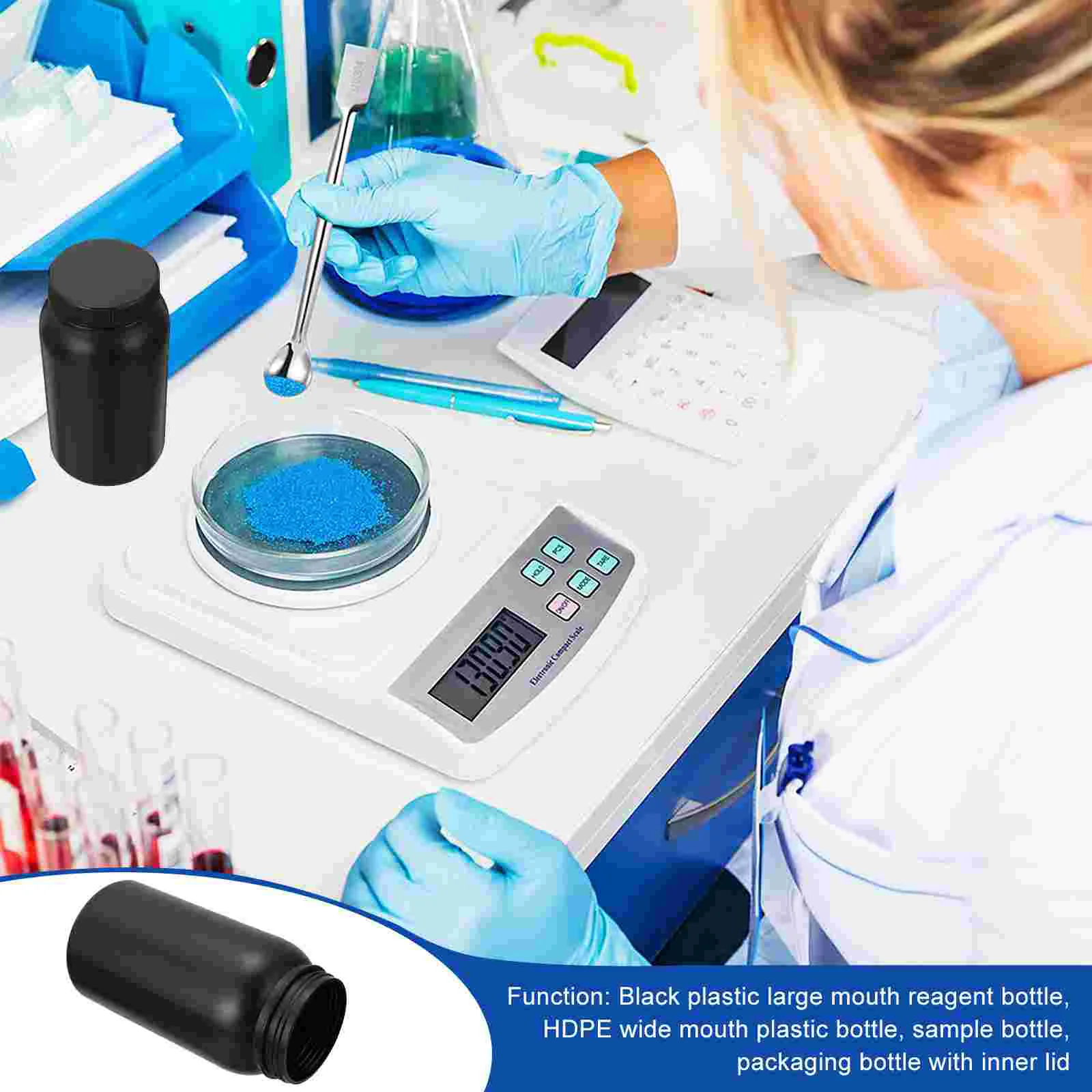 ขวดรีเอเจนต์ปากขนาดใหญ่ที่เก็บของเหลวขวดเคมีตัวอย่างรั่วซึมพับปิดผนึก