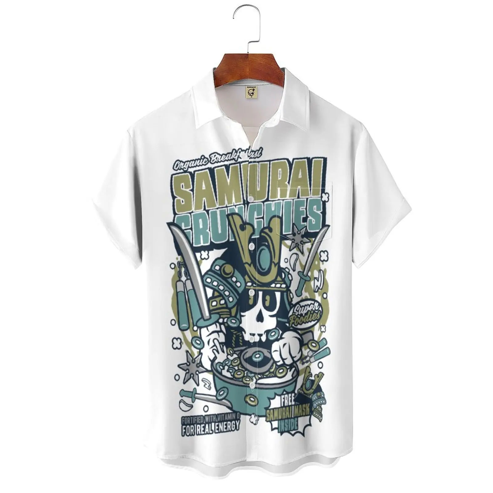 Japanese retro skull warrior illustration pattern street printed mens shirt clothing jerseys brands casual summer clothes