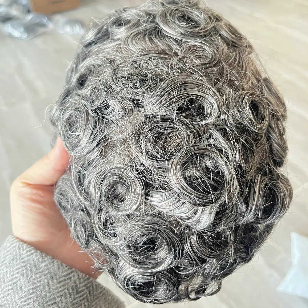 28 مللي متر مجعد الرجال الشعرية prothesis0.02 مللي متر رقيقة جدا الجلد Vlooped الشعر المستعار الرجال الشعر البشري غير مرئية شعري الذكور استبدال الشعر #4