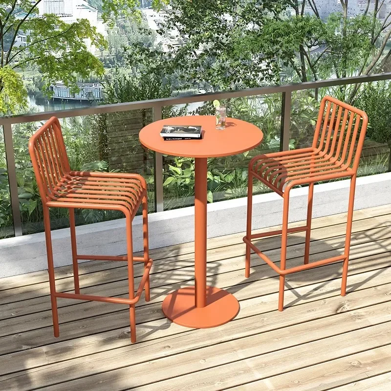 Internet celebrity wrought iron outdoor bar table and chair balcony outdoor table and chair cafe outdoor bar stool
