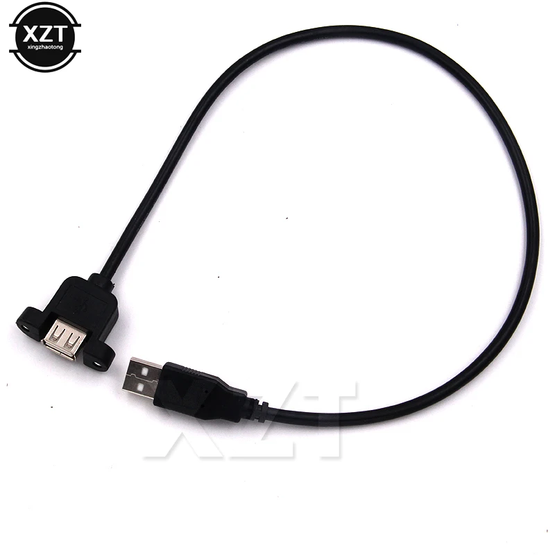 30CM NEW USB 2.0 Male to Female Extension Cable with Panel Mount Screw Hole Connector Adapter For computer