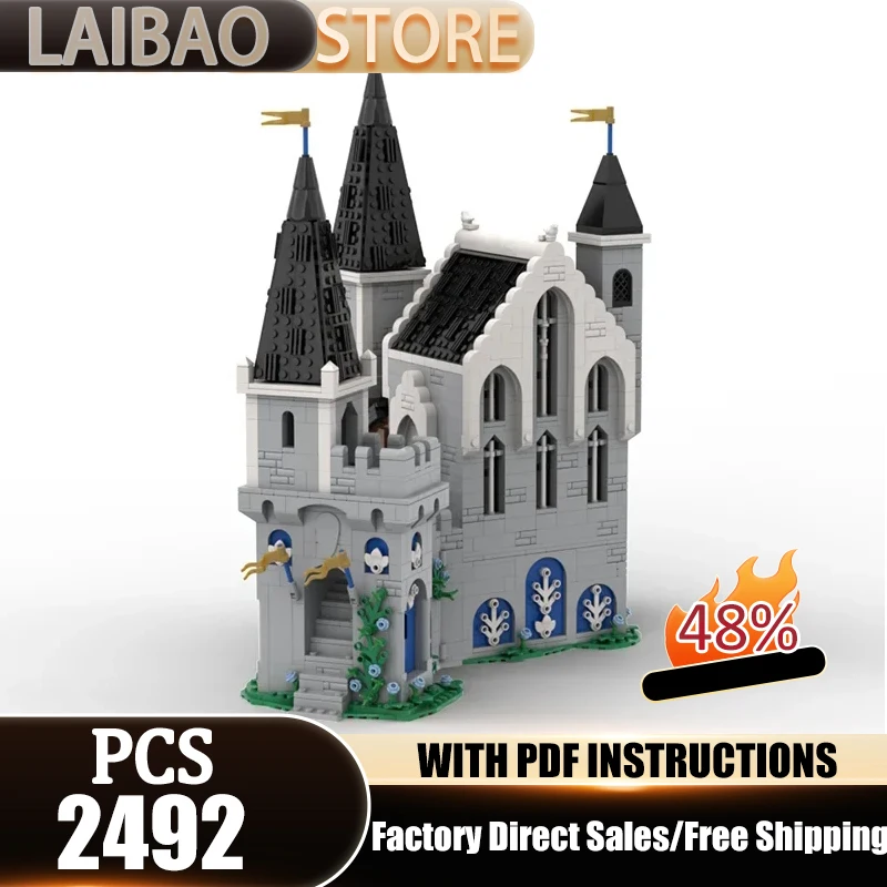 

Модель средневекового замка MOC: Конструктор «Замок Белых Драконов» из технологичных кирпичиков, DIY-сборка, праздничные подарки, строительные игрушки