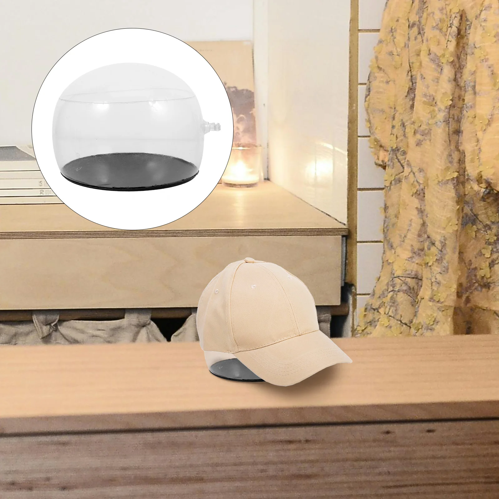 

Inflatable Hat Stand Transparent PVC Baseball Cap Shaper Display Holder Insert Hat Form Support for Store Photography