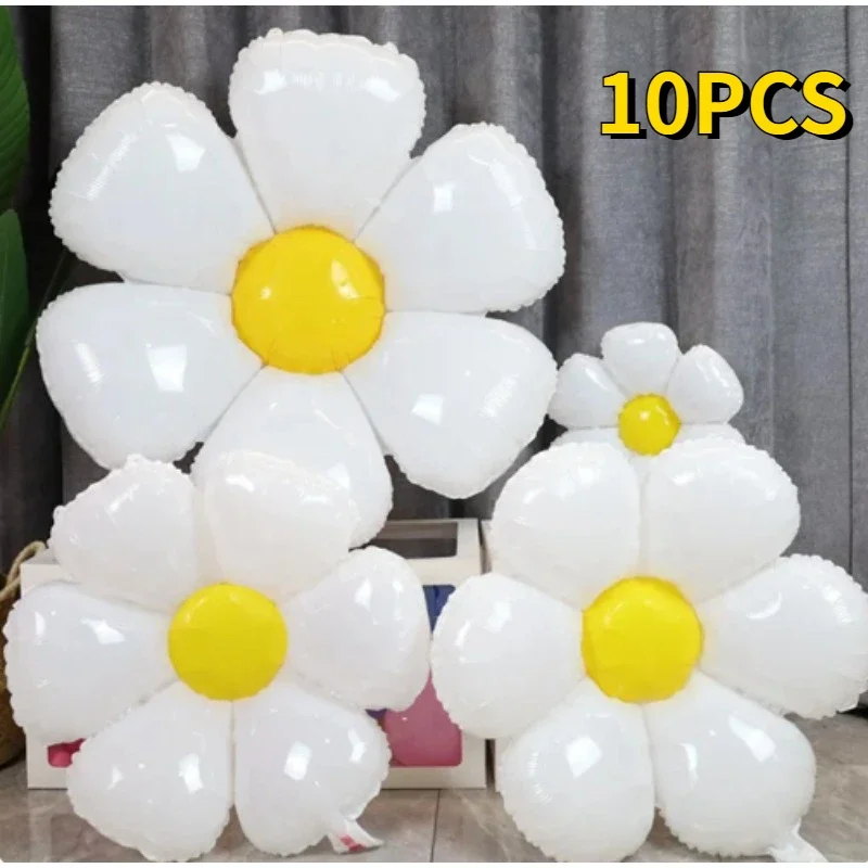 Large Daisy Foil Balloons White Sunflower Aluminum Foil Balloon Birthday Baby Shower Wedding Party Decoration Kids Gifts 3 Sizes