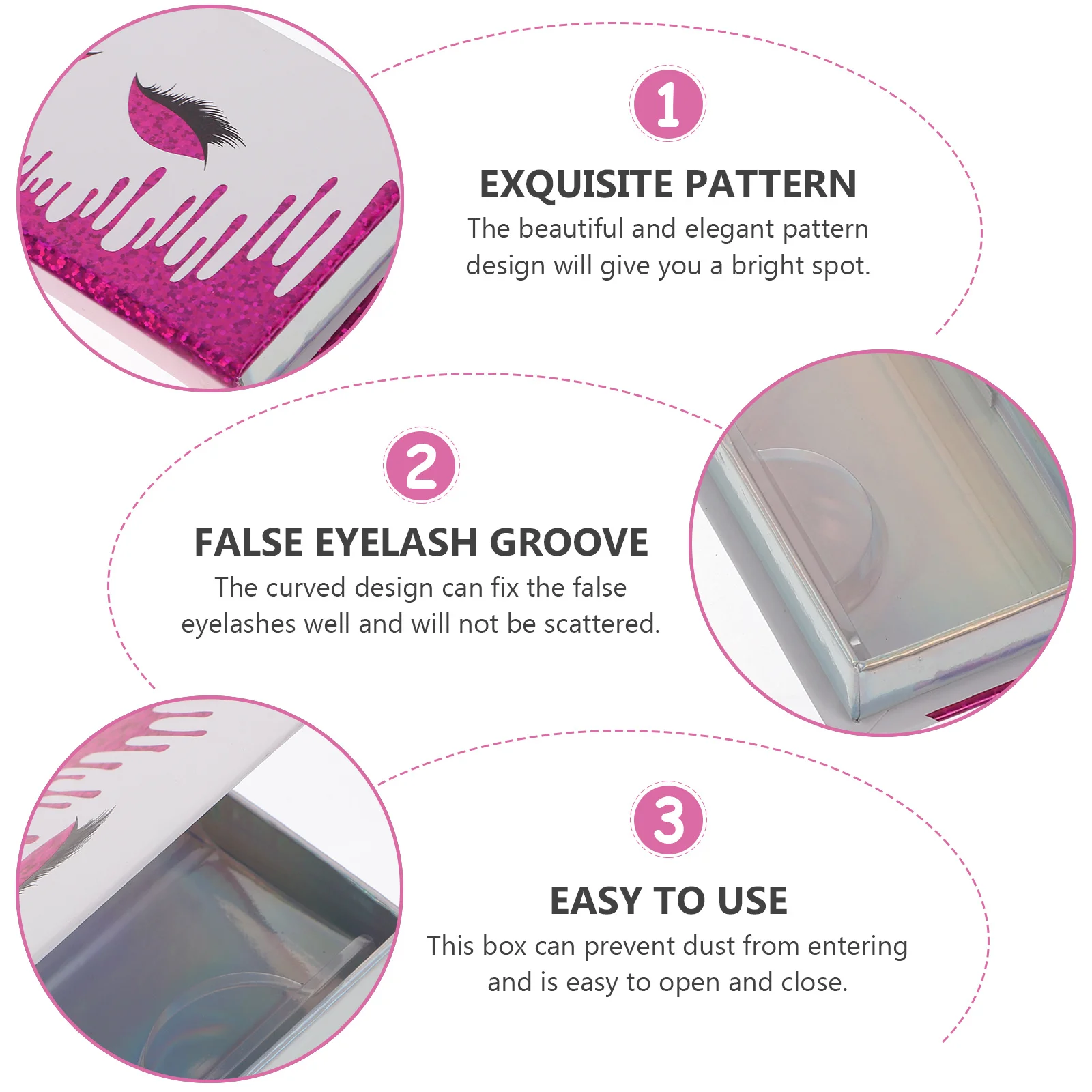 2Pcs False Eyelash Box Premium Paper Elegant Pattern Large Capacity Portable Eyelash Storage Organizer Case Protecting False