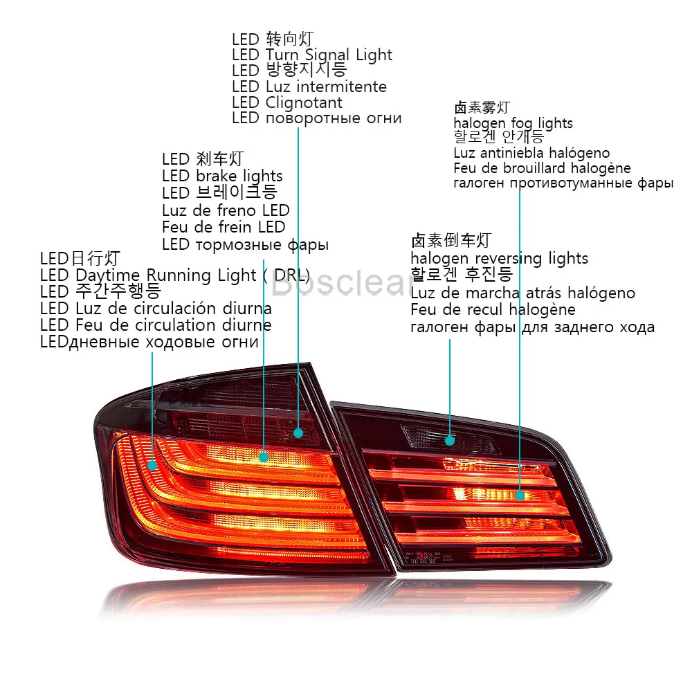 4PCS LED Tail Lights For BMW 5 Series F10 F18 2011-2017 DRL Fog Reverse Brake Signal Plug And Play Car Rear Tail Lmps Assembly