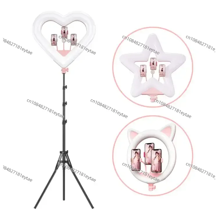 Photography Lighting Heart Shaped Ring Light 3200k-5500k Dimmable Led Selfie Ring Light with Tripod for Live