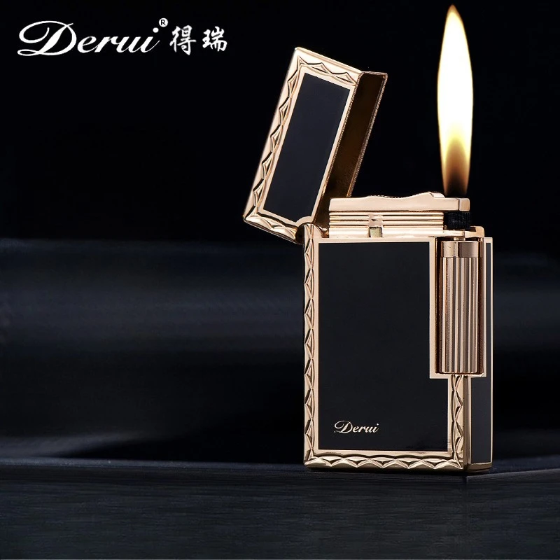 2025 Black Loud Sound Steel Tone Lighter Inflatable Grinding Wheel Open Flame Side Firing High-end Gift Lighters Smoking