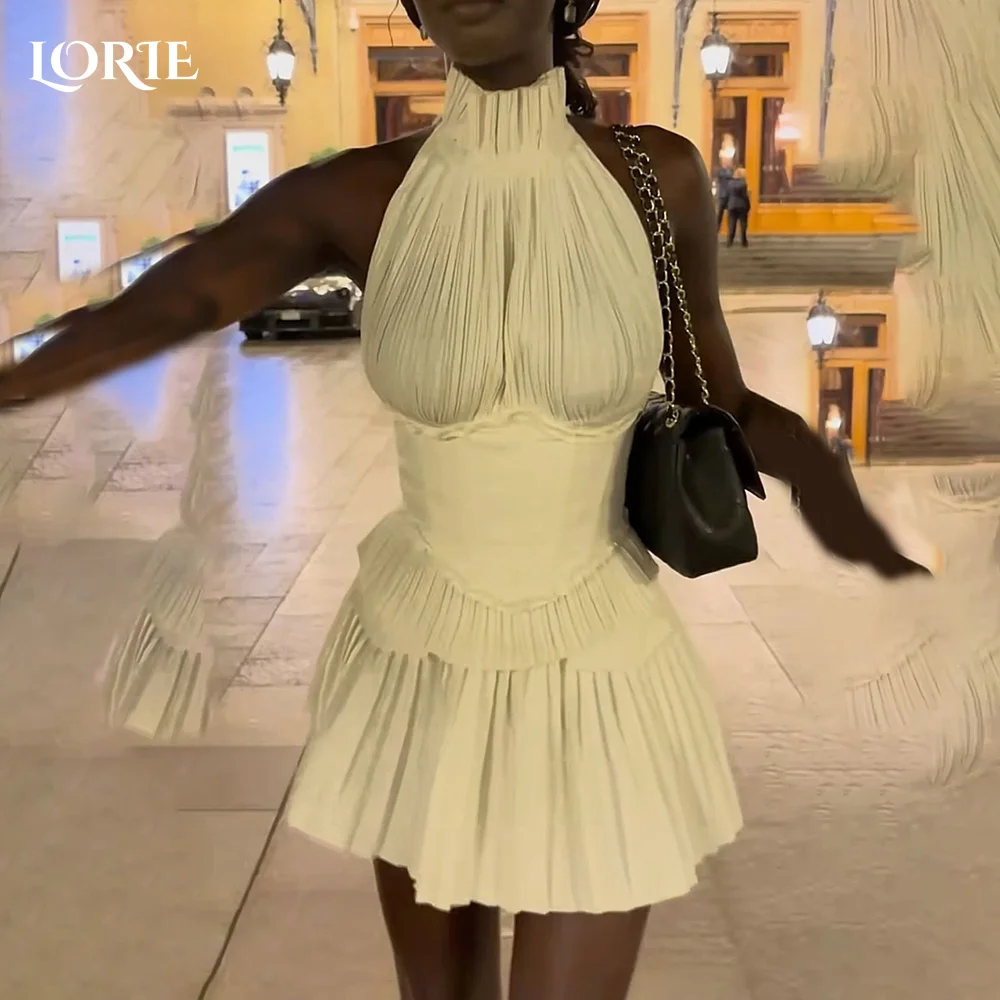 

LORIE Sexy Midi Evening Dresses Pleats Mini One Shoulder Ruched Prom Gown Party Dresses Customized Short Brithday Gown Cocktail