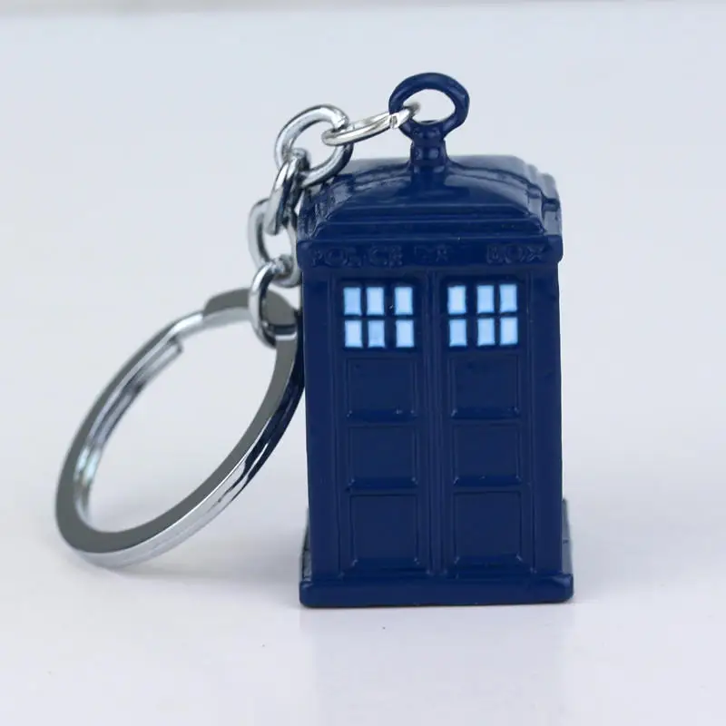 Classic TV Bule Police Booth Pendant Keychain Telephone Booth Tardis Key Chain for Men Women Backpack Jewelry Accessories