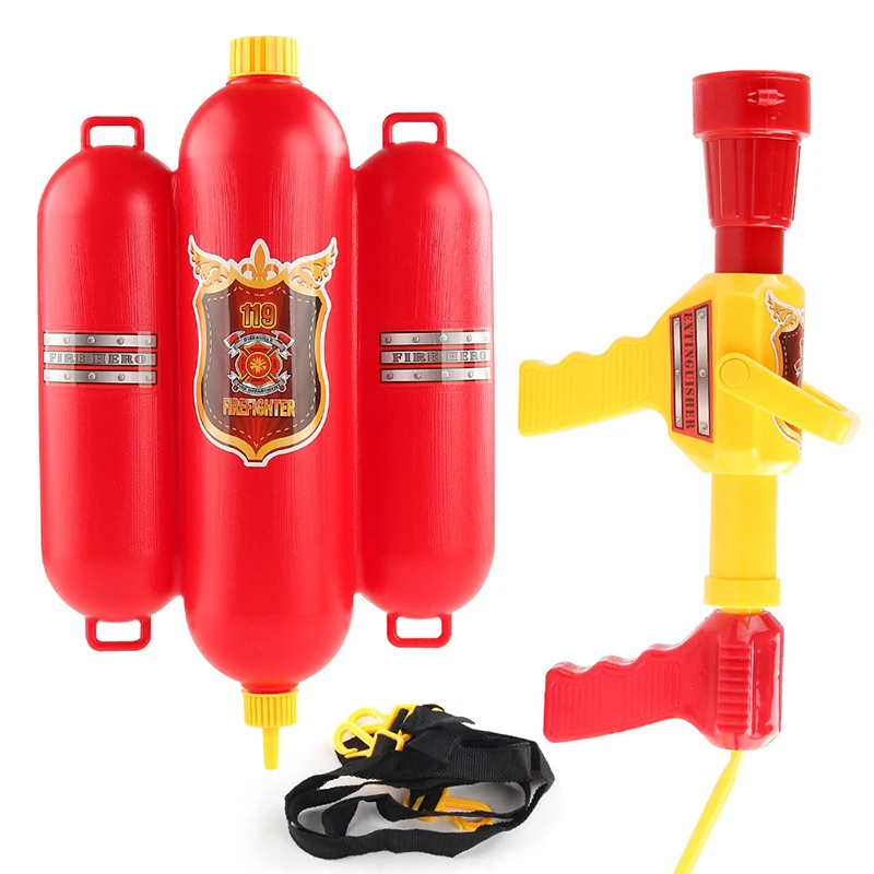 Large Capacity Fire Backpack Water Gun Fireman Water Guns Pull Out Shooting Summer Pool Beach Water Games Outdoor Toy Kids Gift