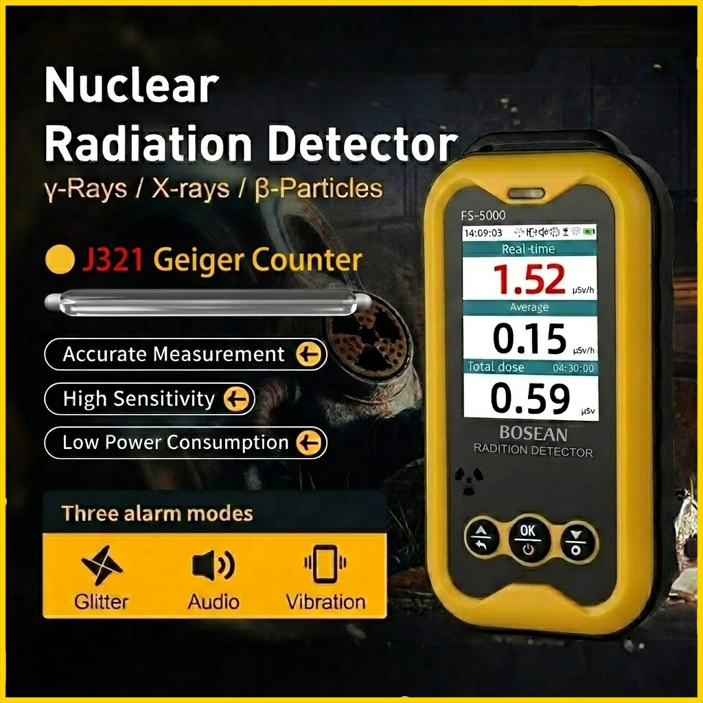 FS-5000 Nuclear Radiation Detector Monitor, Geiger Counter Radiation Dose Dosimeter, Radioactivity X Beta Gamma Ray Dosimeter