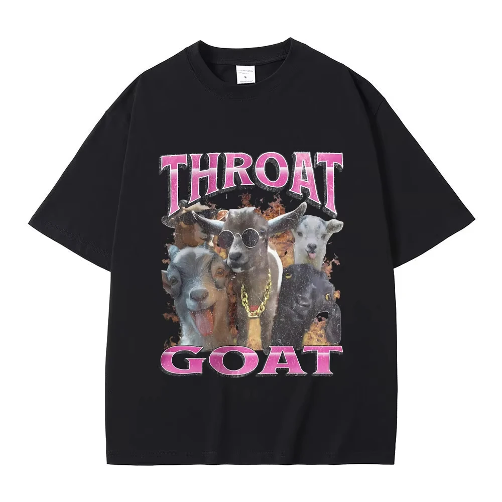 Camiseta Engraçada com Estampa Gráfica de Cabra, Moda Masculina Oversized, Streetwear para Homens e Mulheres, Casual, Alta Qualidade, Algodão Puro, Ma
