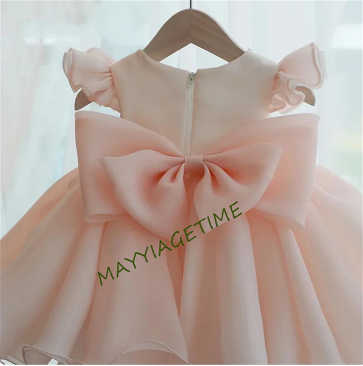 Flower Girl Dresses Bow Puffy Little Girl Dress Satin Princess Dress Baby Girl Dresses First Communion Bow