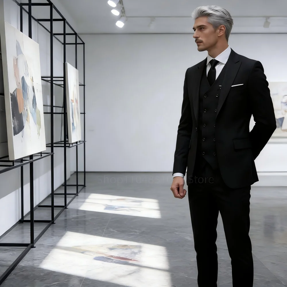 

Men's Burgundy Suits, Full Set, Single Breasted, Peaked Lapel Blazer, Formal Prom Business Suits, Jacket Pants, Vest, 3 Pcs