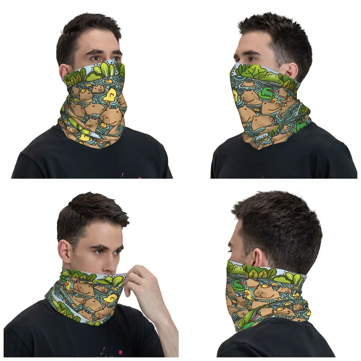 Custom A Pond Full Of Capybara Neck Gaiter Men Women Windproof Winter Bandana Scarf for Cycling