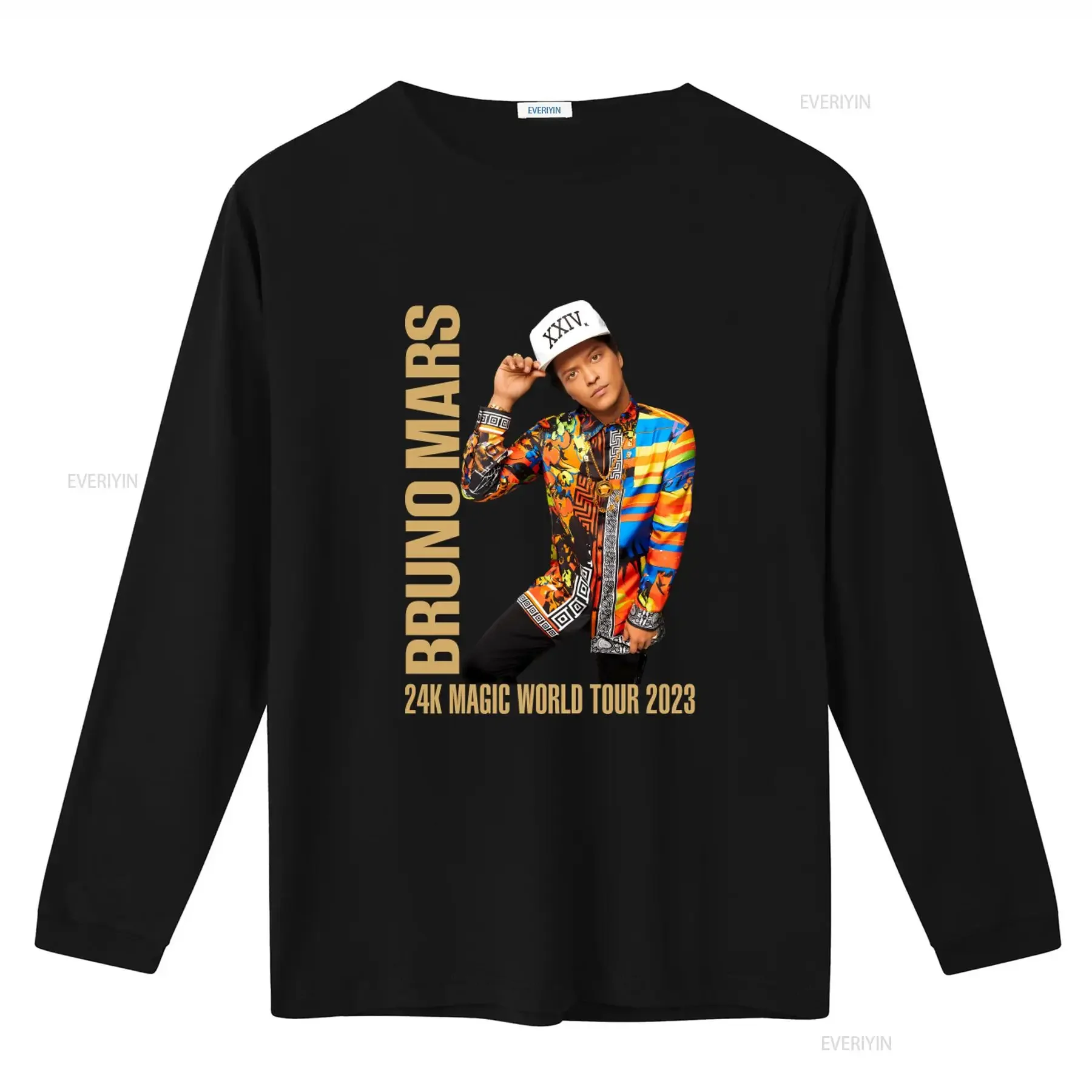 Bruno Mars 2023 24K Magic World Tour Las Vegas Merch T Shirt Colorful Pattern Design Fashion vintage Washed Stretched