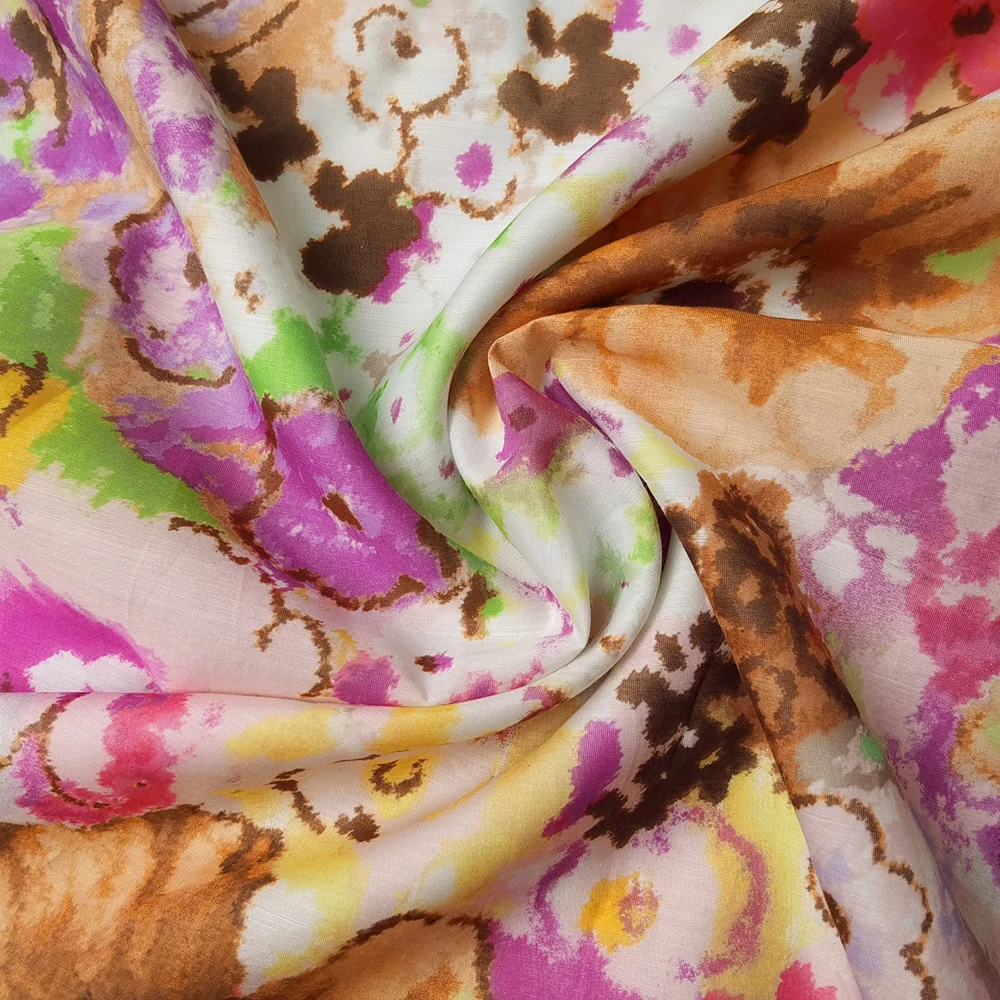 

44-дюймовая ткань для платья в стиле ретро, натуральный шелк, хлопок, цветок для детей