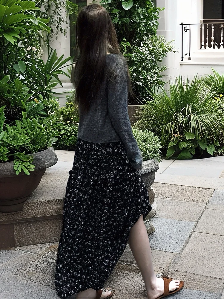 Pakaian Musim Panas Ukuran Besar Tali Motif Bunga Dr dengan Kardigan Pelindung Matahari Luar Set Pengurang Usia Trendi Faion Wanita