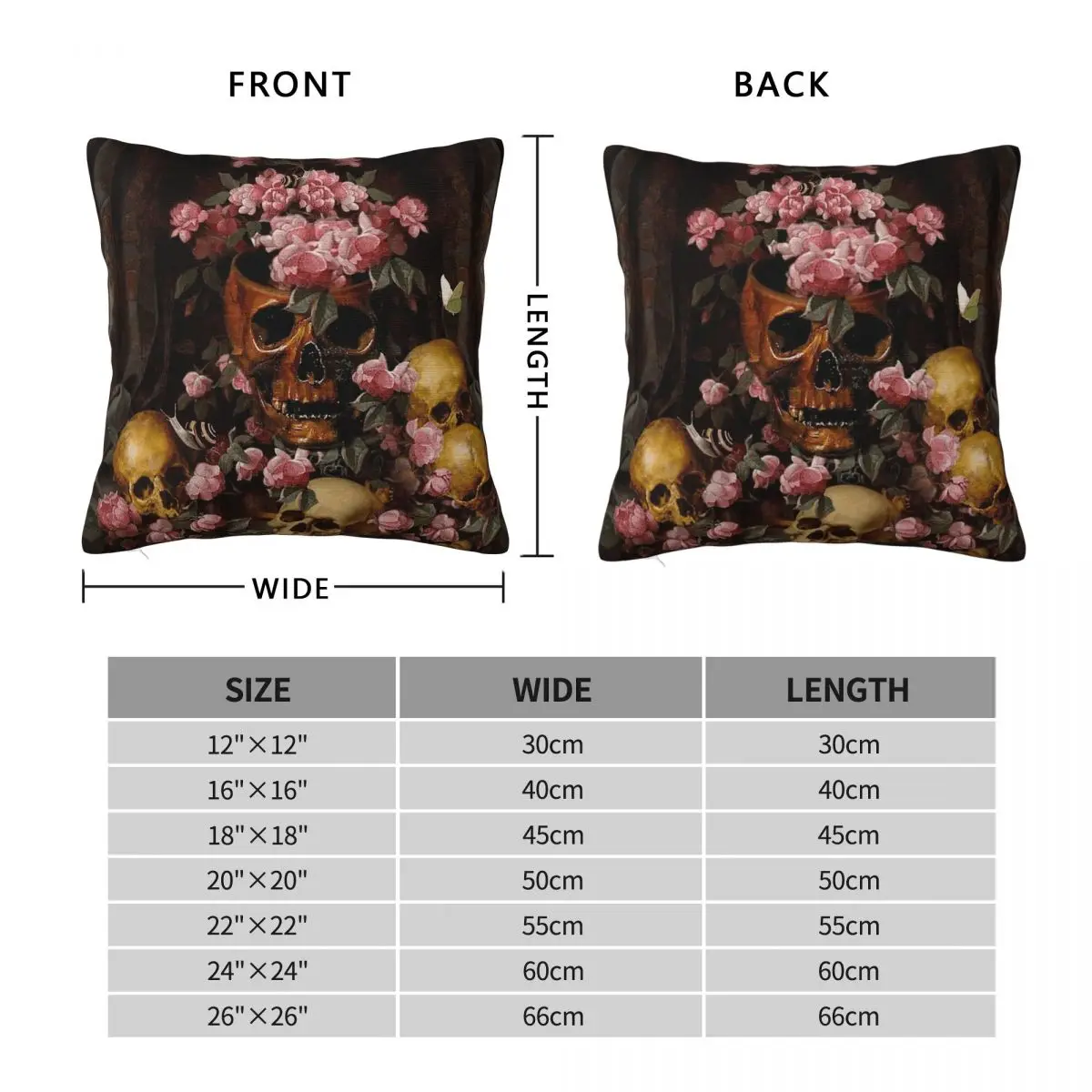Midnight Skull Flower Surreal Pillowcase Polyester Linen Velvet Creative Zip Decor Home Cushion Cover Wholesale