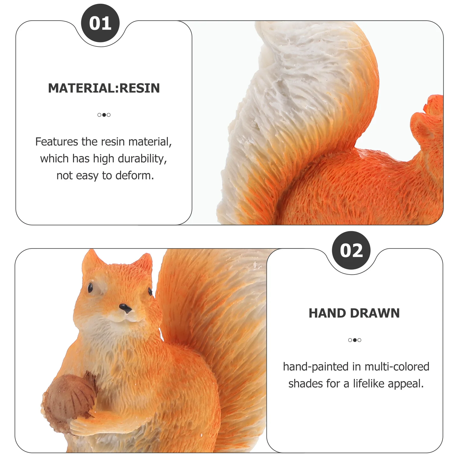 

2Pcs Miniature Resin Squirrel Garden Ornaments Hand Painted Durable High Grade Material for Outdoor Bonsai Landscaping