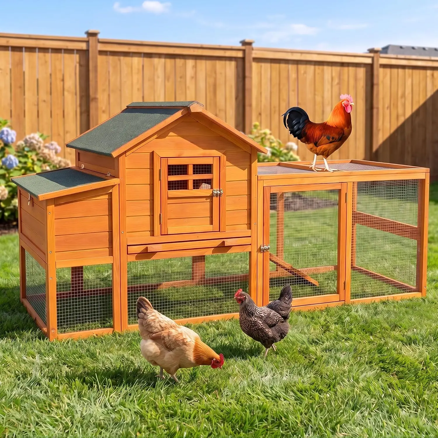 Wooden Chicken Coop with Run for 3-4 Hens 76