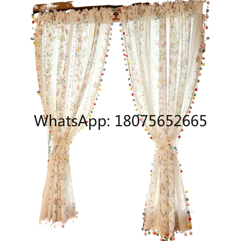 Bedroom partition cracked pattern flower curtain cabinet curtain without punching