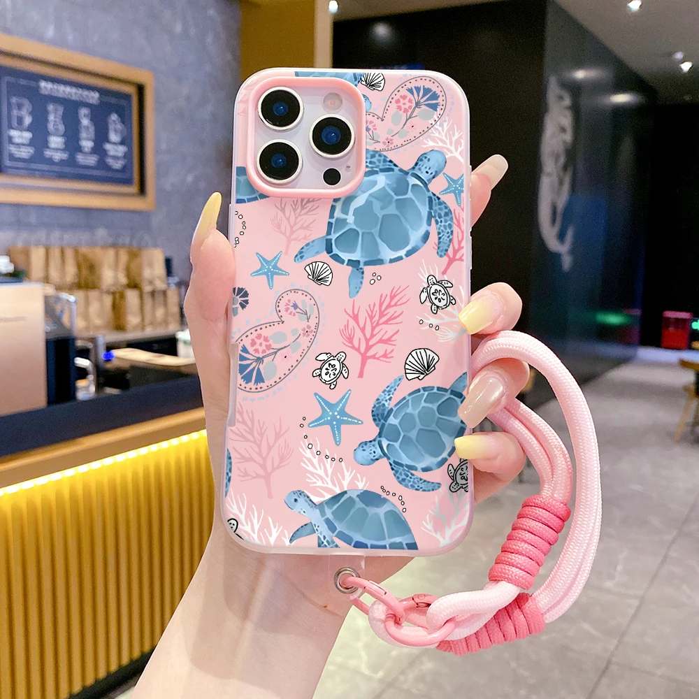 Stylish Turtle Wrist Strap 2 in 1 Phone Case For iPhone 17 11 13 12 14 15 16 Pro Max XS XR X 7 8 Plus 17 Air With Lanyard Cover view 5