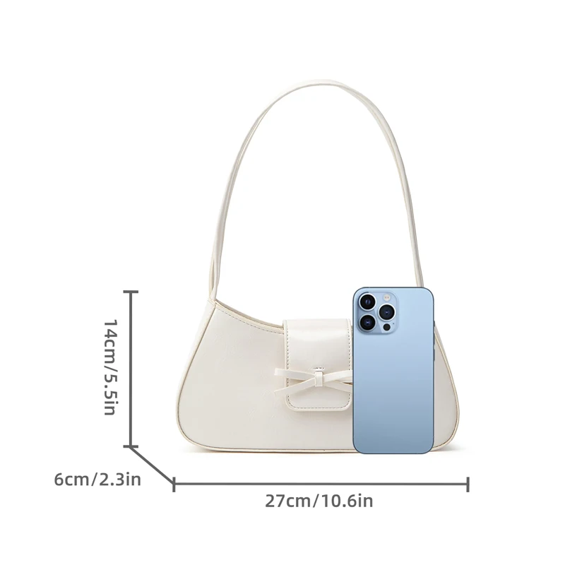 Schultertasche, Nischen-Luxus, Stilvoll, Schleifen-Dekoration, Unterarm-Baguette-Tasche – Detail 2