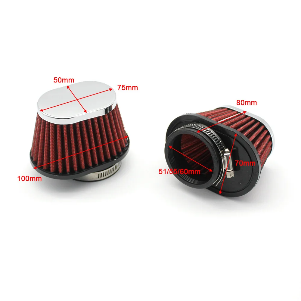 2PCS Motorcycle Air Filter Universal51MM 55MM 60MM Replacement Engine Filter High Performance Air Filters Fit Motocross Carburet