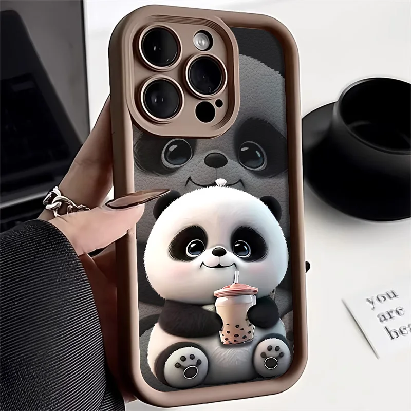 Bonita Funda de Panda para iPhone 11, 15, 12, 11, 14, 13, 16 Pro Max, 14, 15, 16 Plus, X, XS, 16, 16 Pro, 11Pr, Funda a prueba de golpes