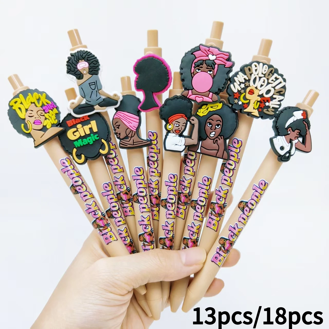 

13 шт./18 шт., ручка для печати «Черная девушка», коричневая серия, подарок на сезон «Снова в школу», канцелярские принадлежности, офисная практичная шариковая ручка