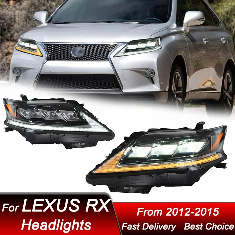 

Поп-автомобильные фары для Lexus RX RX270 2012-2015-2018 годы, полный светодиодный комплект в сборе, обновленный комплект аксессуаров для линз проектора