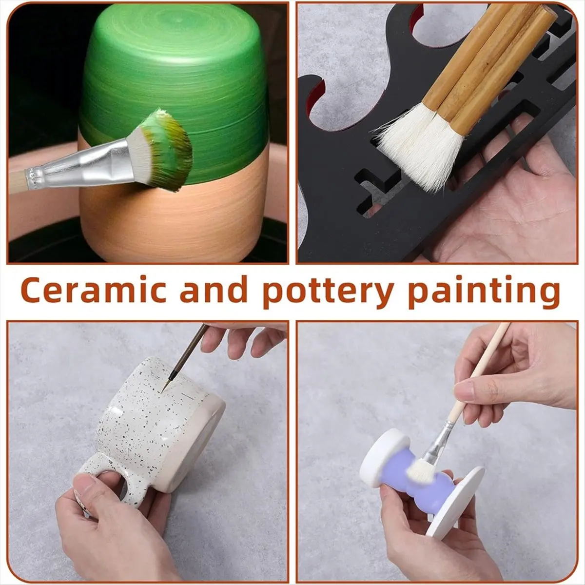 20Pcs Pottery Brushes for Glazing, Ceramic Brush Set with Storage Box, Wood Ceramic Brushes, for Acrylic Watercolor