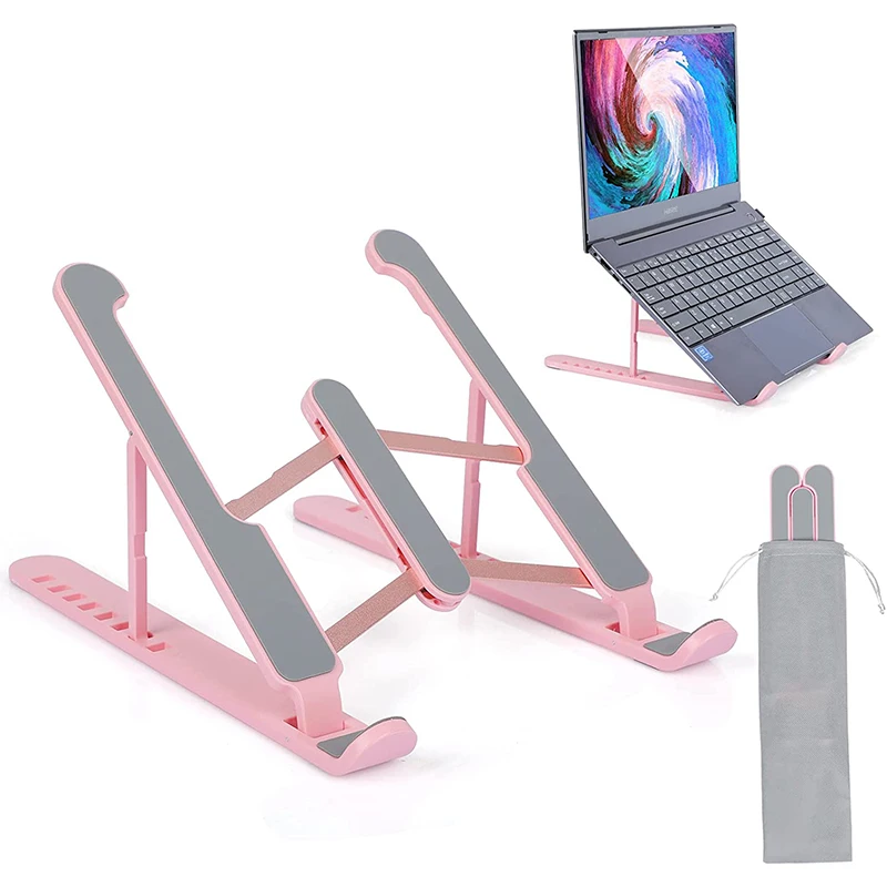 Multi-Angle Foldable Laptop Stand, Portable Anti-Slip Adjustable Notebook Riser Holder with Storage Bag Ergonomic Laptop Support for 10-17 Inch Laptops Office Travel Use