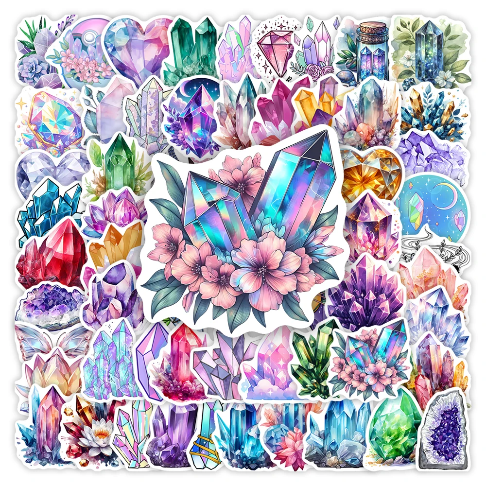 Aesthetic Crystal Sticker Cool Art DIY Toys Gift Waterproof Decal for Scrapbook Junk Journals Laptop  Luggage Bottles Decorative