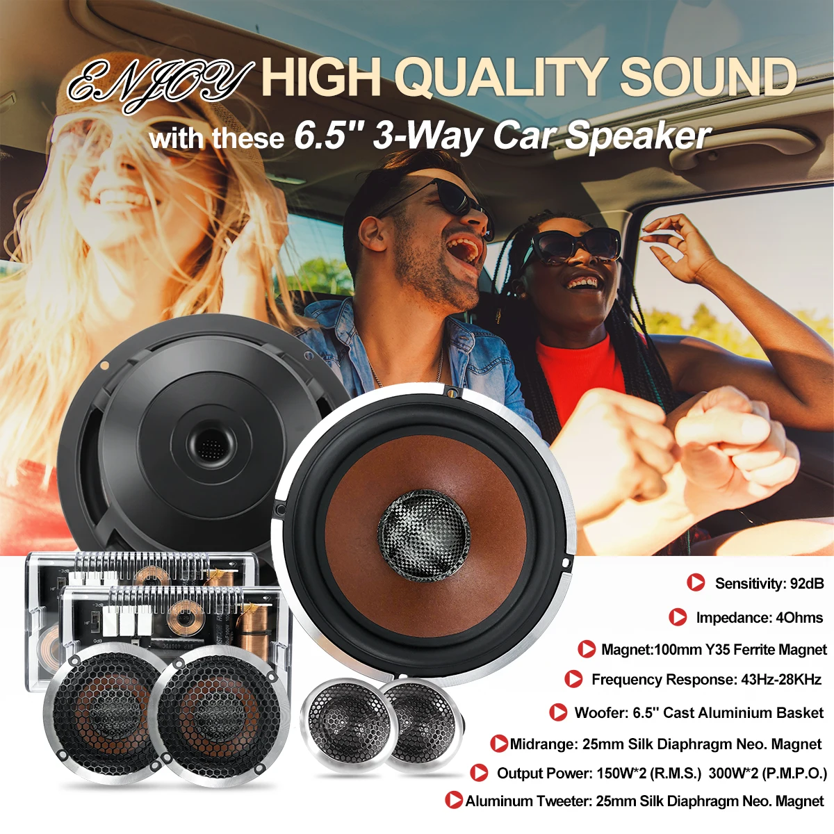 6.5 Inch 92DB RMS 150W*2 Pressed Wool Paper Cone Woofer Speaker 4Ohm 6.5