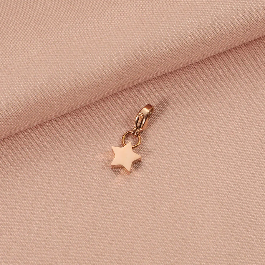 5pcs/Lot Stainless Steel Star Charms Pendants with Lobster Clasp For DIY Making Necklace Bracelet Accessories