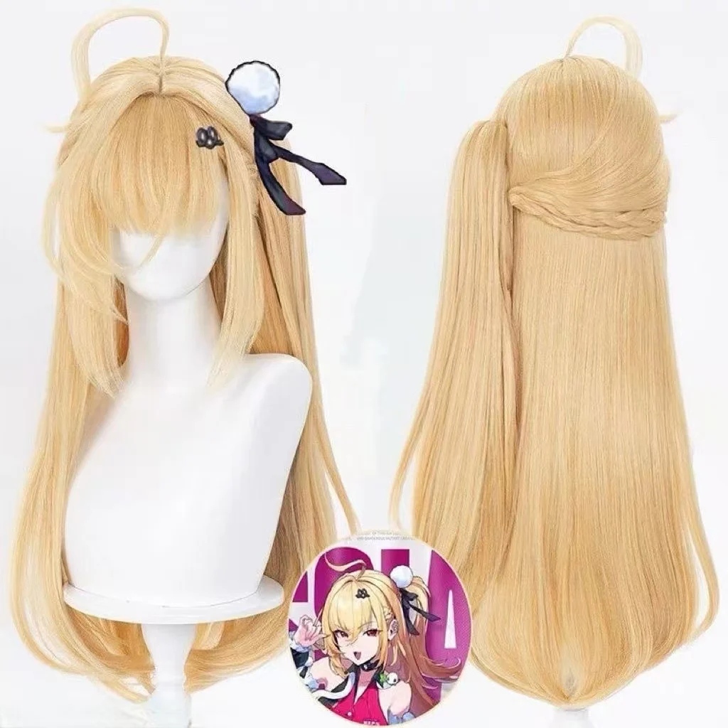 Zenless Zone Zero Cissia Cosplay Wig, Light Blonde Long Hair with Ponytail Matte Heat Resistant Synthetic Wig for Halloween