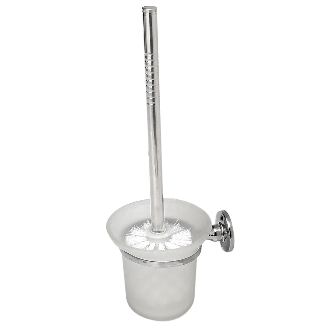 

Chrome Round Wall Mounted Toilet Brush and Frosted Glass Toilet Brush Holder