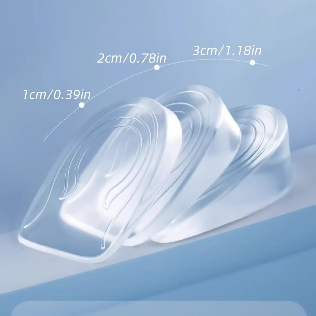 1 Paar transparente Silikon-Einlegesohlen zur Erhöhung der Höhe, rutschfest, stoßdämpfend, unsichtbare Fersenlifte, mehrere Höhen für alle Schuhe – Detail 1