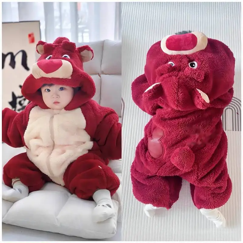

Baby Spring Autumn Winter Thick Jumpsuit Boys and Girls Baby Plush Thick Cotton Coat Cute Outdoor Rompers