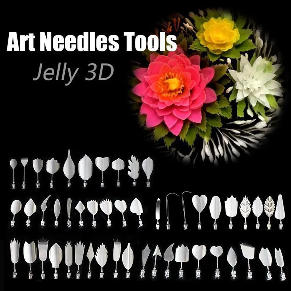 10 unids/set agujas de arte de gelatina Jello arte pudín flor pastel decoración molde 304 herramientas de boquilla de aguja de acero inoxidable