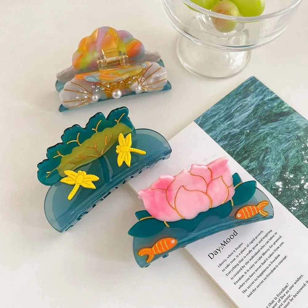 

Elegant Ocean Series Hair Claw Korean Style Conch Shell Hair Claw Beach Headwear Hair Accessories Geometry Shark Clip Women
