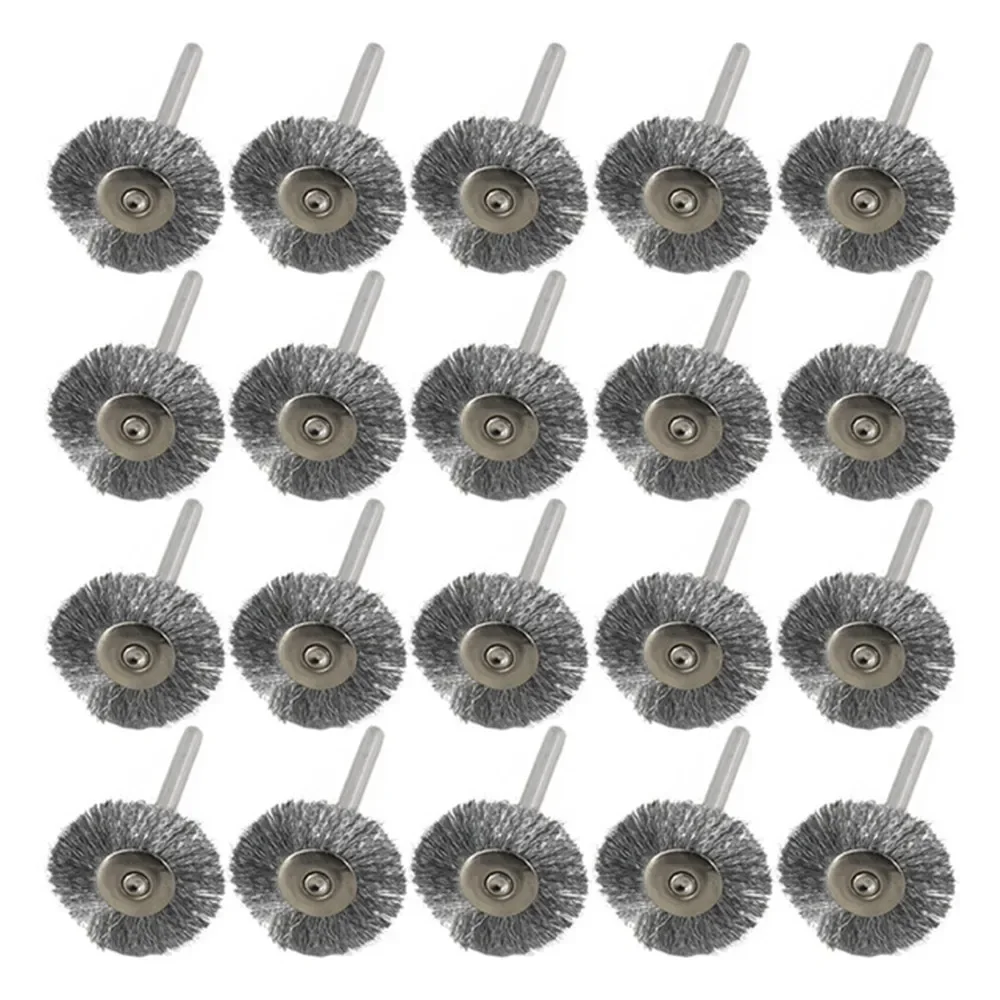 

Stainless Steel Wire Wheel Brush Set 20pcs 3.0mm Shank Polishing For Dremel Rotary Tools